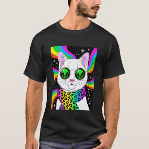 Alien Cat Rainbow Trippy Art Funny T-Shirt