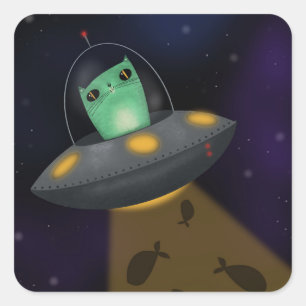 Alien Cat Square Sticker