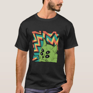 Alien Cat with 4 Eyes Surreal Style Vintage Retro T-Shirt