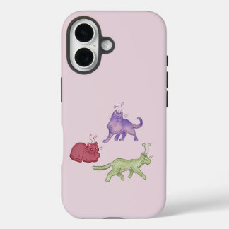 Alien Cats Whimsical Space Cat Funny Sci-Fi iPhone 16 Case