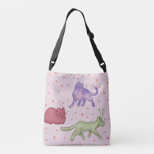 Alien Cats Whimsical Space Cat Funny Sci-Fi Crossbody Bag