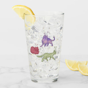 Alien Cats Whimsical Space Cat Funny Sci-Fi Glass