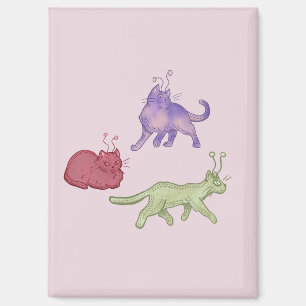 Alien Cats Whimsical Space Cat Funny Sci-Fi Magnet