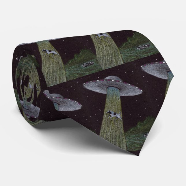 Alien Cattle Abduction Tie (Rolled)