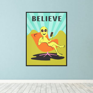 Alien Cellphone mod chair retro pop art Canvas Print