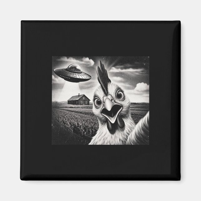 Alien Chicken Selfie With Ufo  Magnet (Front)
