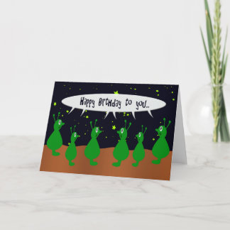 Alien choir singing Happy Birthday Card