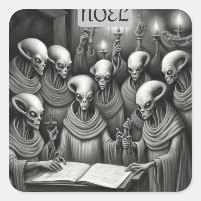 Alien Christmas Carol Choir Square Sticker (Front)