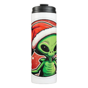 Alien Christmas Sticker Art Thermal Tumbler