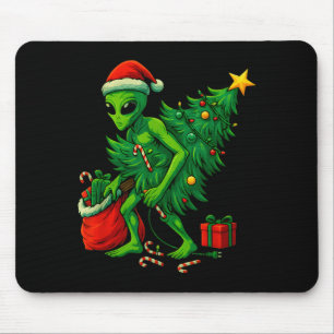 Alien Christmas Tree Lights Xmas Boys Men Mouse Pad