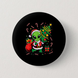 Alien Christmas Tree Lights Xmas Funny Alien 6 Cm Round Badge