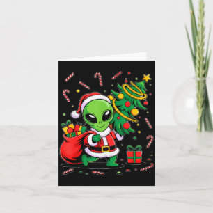 Alien Christmas Tree Xmas Lights Funny Holiday Men Card