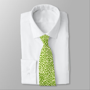Alien Circuit Abstract II - Cream on Green Tie