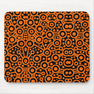 Alien Circuit II - Orange on Black Mouse Pad