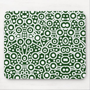 Alien Circuit II - White and Dark Green Mouse Pad