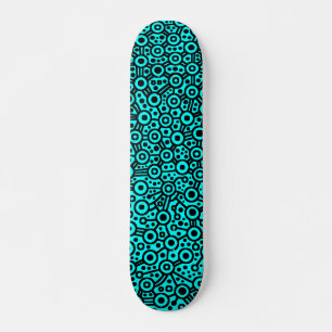 Alien Circuit III - Black on Cyan Skateboard