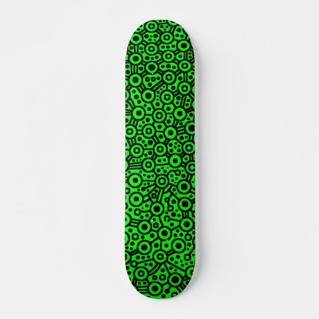 Alien Circuit III - Black on Green Skateboard (Front)
