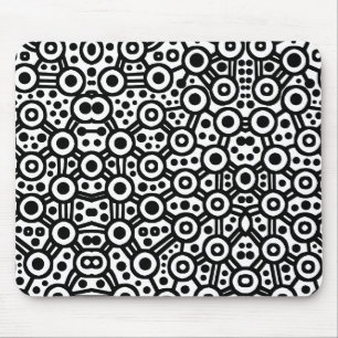 Alien Circuit III - Black on White Mouse Pad