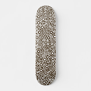 Alien Circuit - White on Dark Brown Skateboard