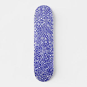 Alien Circuit - White on Deep Blue Skateboard