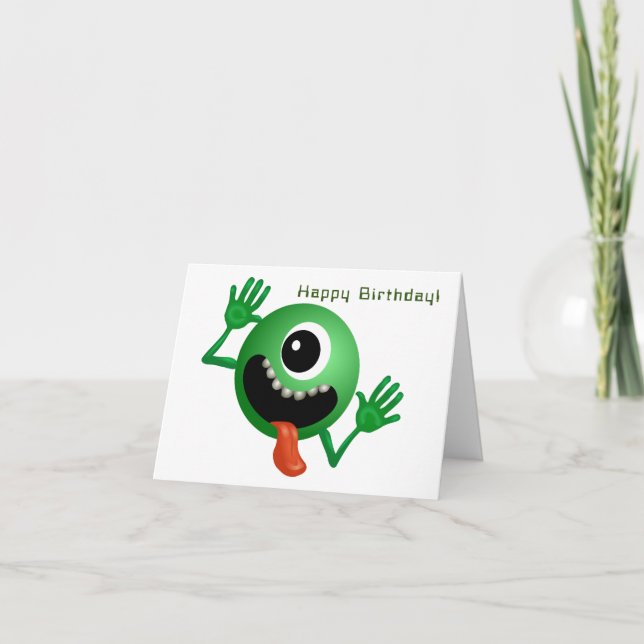 Alien Coming to Birthday Card (Front)