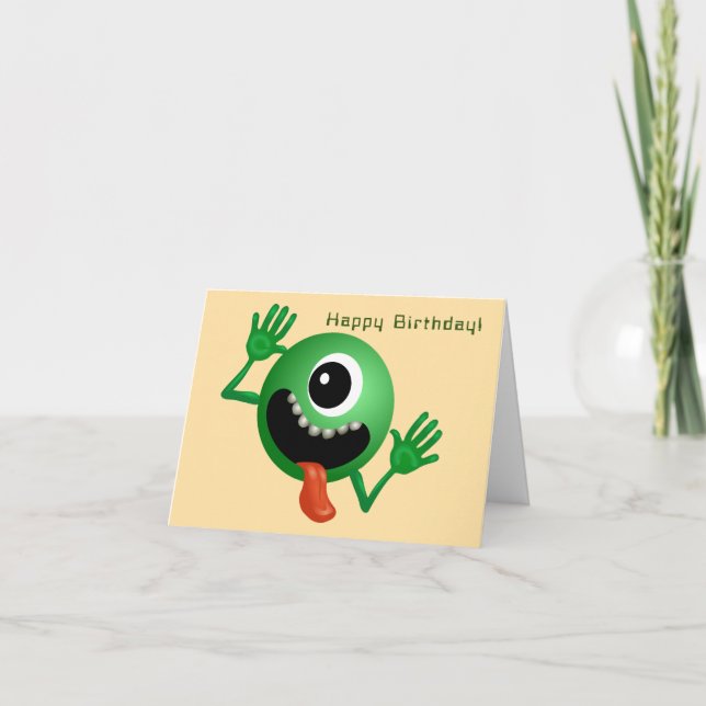 Alien Coming to Birthday Card (Front)