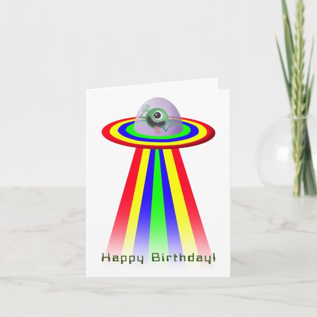 Alien Coming to Birthday Card (Front)