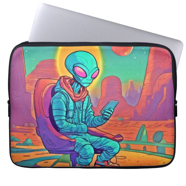 Alien Coolness Unleashed Laptop Sleeve (Front)