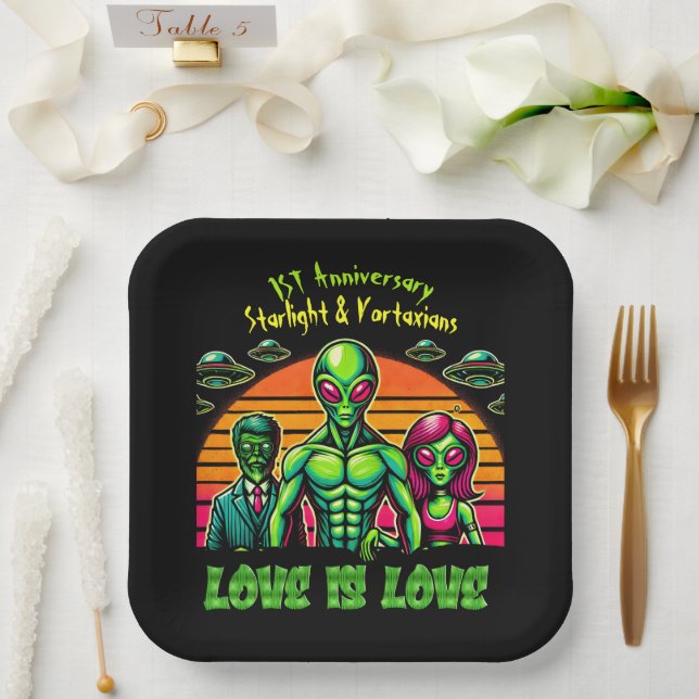 Alien Couple in Galactic Affection Paper Plate (Wedding)