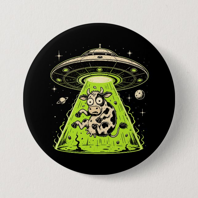 Alien Cow Abduction Weirdcore Surreal 7.5 Cm Round Badge (Front)