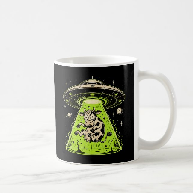 Alien Cow Abduction Weirdcore Surreal Coffee Mug (Right)