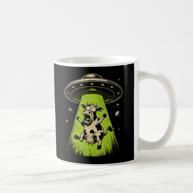 Alien Cow Abduction Weirdcore Surreal Coffee Mug (Right)