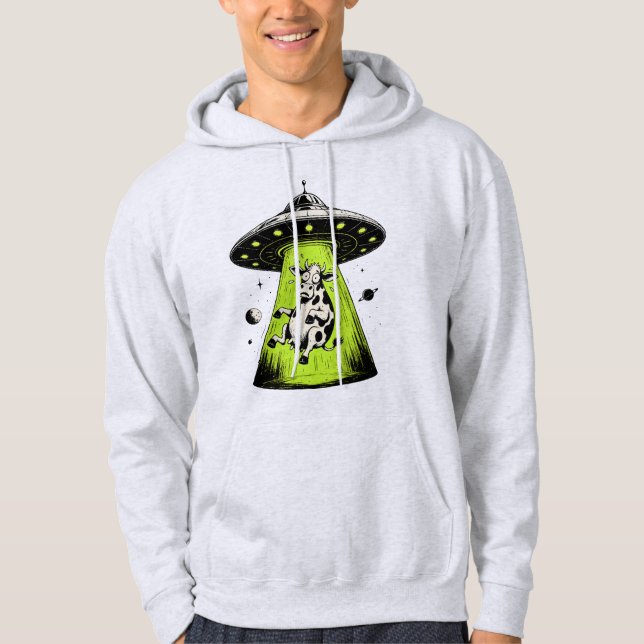 Alien Cow Abduction Weirdcore Surreal Hoodie (Front)