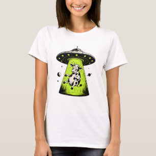 Alien Cow Abduction Weirdcore Surreal T-Shirt