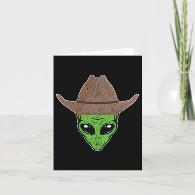 Alien Cowboy Hat Fun Halloween Gift For Outer Spac Card (Front)