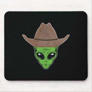 Alien Cowboy Hat Fun Halloween Gift For Outer Spac Mouse Pad