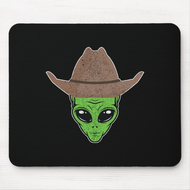 Alien Cowboy Hat Fun Halloween Gift For Outer Spac Mouse Pad (Front)