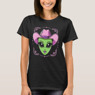 Alien Cowgirl Hat Space Western UFO Howdy Rodeo Co T-Shirt