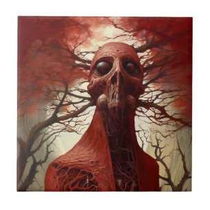 Alien Creature Sci-fi Horror Art Ceramic Tile