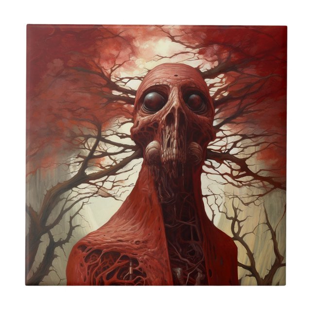 Alien Creature Sci-fi Horror Art Ceramic Tile (Front)