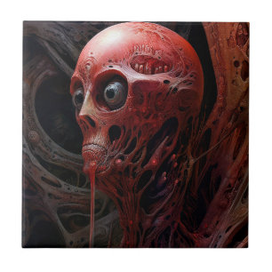 Alien Creature Sci-fi Horror Art Ceramic Tile