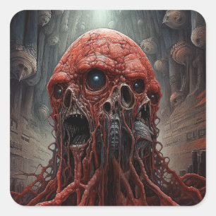 Alien Creature Sci-fi Horror Art Square Sticker