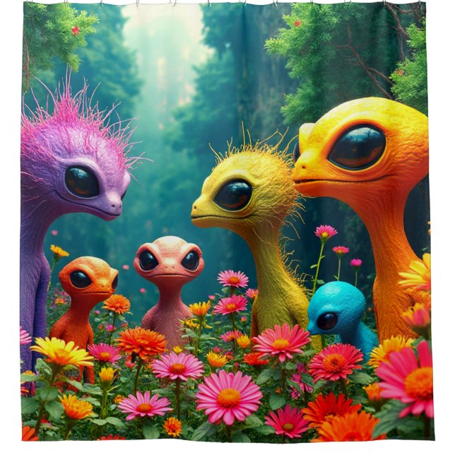 Alien Creature Shower Curtain (Front)