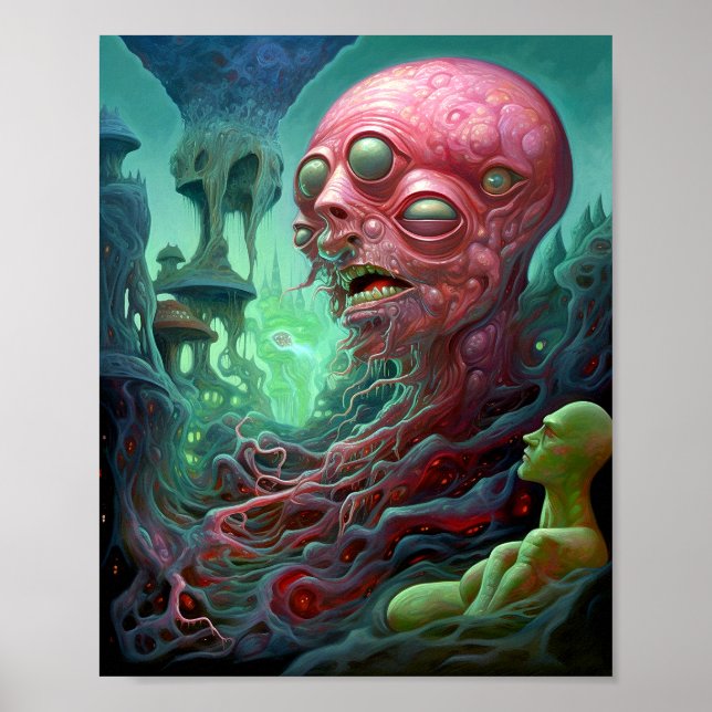 Alien Creature Surreal Horror Art Poster (Front)