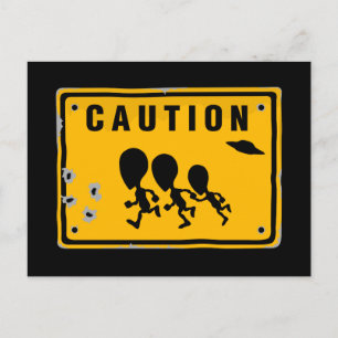 Alien Crossing Sign Postcard