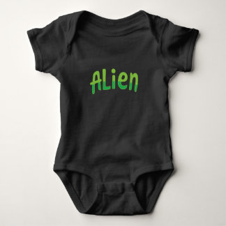 Alien Cute Playful Space Alien Green Typography Baby Bodysuit