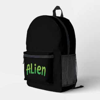 Alien Cute Playful Space Alien Green Typography Printed Backpack
