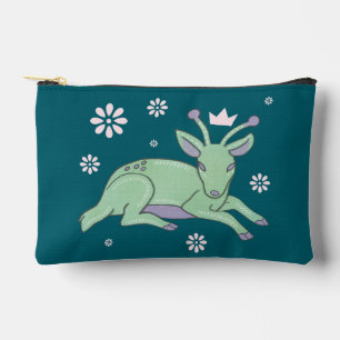 Alien Deer Folk Art Whimsical Green Fawn Accessory Pouch