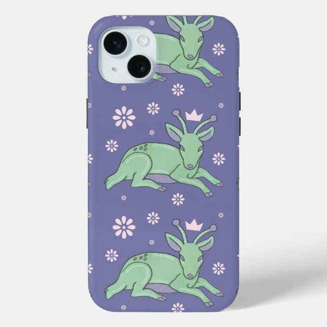 Alien Deer Folk Art | Whimsical Green Fawn Case-Mate iPhone Case (Back)