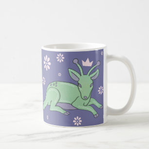 Alien Deer Folk Art Whimsical Green Fawn Coffee Mug
